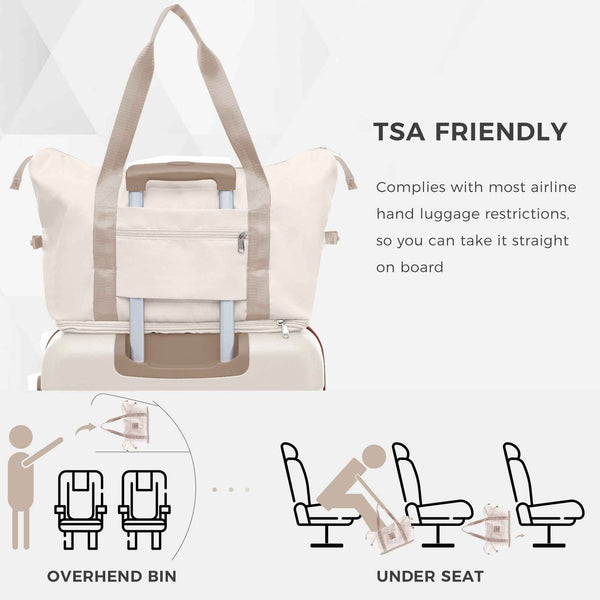 Juego de maletas con puerto USB, Set de 4 piezas de maletas expandibles ABS duraderas con bolso de viaje y soporte para taza, ruedas giratorias, color beige.