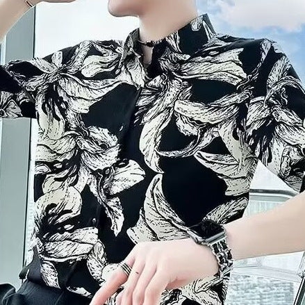 Camisa impresa de verano para hombre, de alta calidad, de manga corta, estilo Ins Ruoshuai - The Noble Style