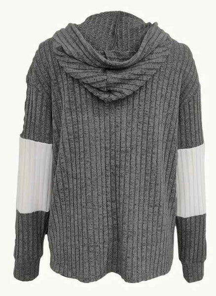 Chaqueta con capucha a rayas con cremallera de bloques de color