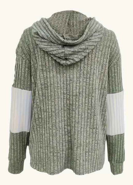 Chaqueta con capucha a rayas con cremallera de bloques de color