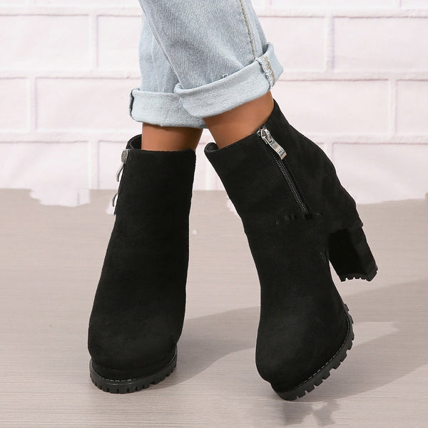 Botas de tacón alto grande mujer de cuero en comercio exterior europeo y americano - The Noble Style