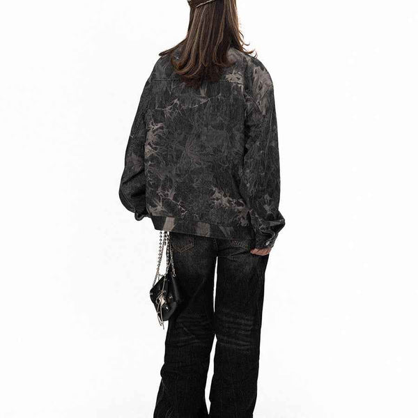 Abrigo de mezclilla bordado mujer - Retro y único, estilo distintivo.