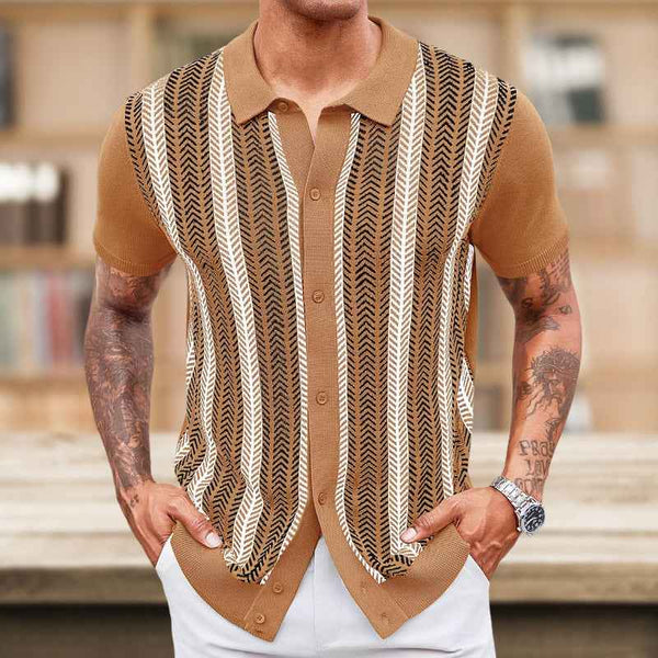 Suéter de jacquard para hombre - Casual a rayas en moda masculina