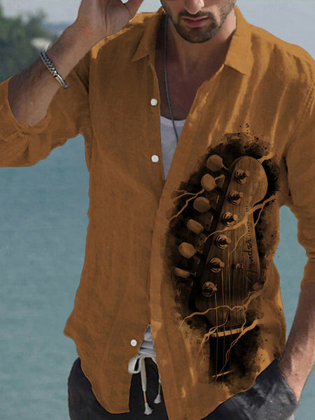 Camisa de lino de bambú a juego para hombre con estampado - The Noble Style