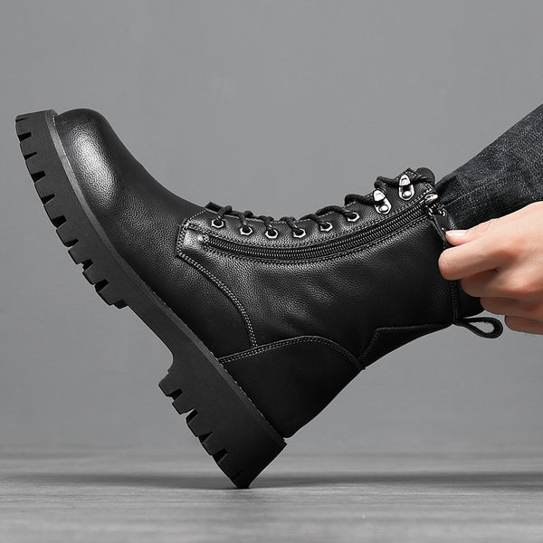 Botas de trabajo altas estilo británico con suela gruesa y forro de felpa - The Noble Style