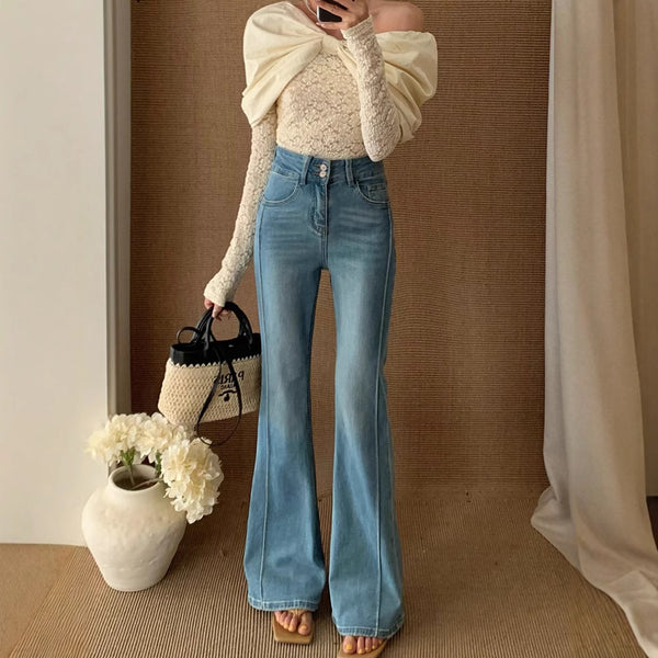 Pantalones de campana ajustados mujer de talle alto - Moda y comodidad - The Noble Style