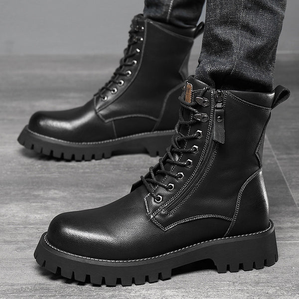 Botas de trabajo altas estilo británico con suela gruesa y forro de felpa - The Noble Style