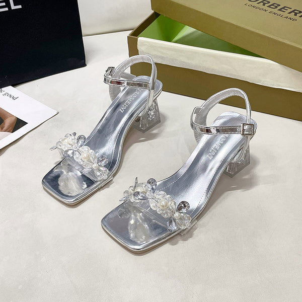 Tacones de plataforma con brillantes de tacón grueso y una correa para exteriores - The Noble Style