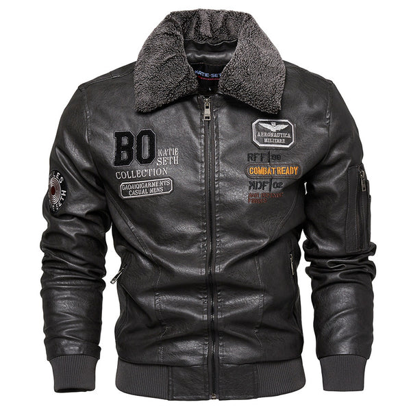 Chaqueta de cuero casual para hombres, abrigo de cuero slim fit de moda masculina - The Noble Style