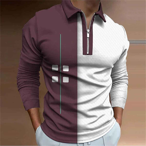 Camisa polo de hombre de moda europea y americana, casual de manga larga