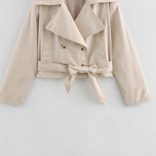 Abrigo Trinchera de Manga Larga Simple y Versátil para Todas las Ocasiones