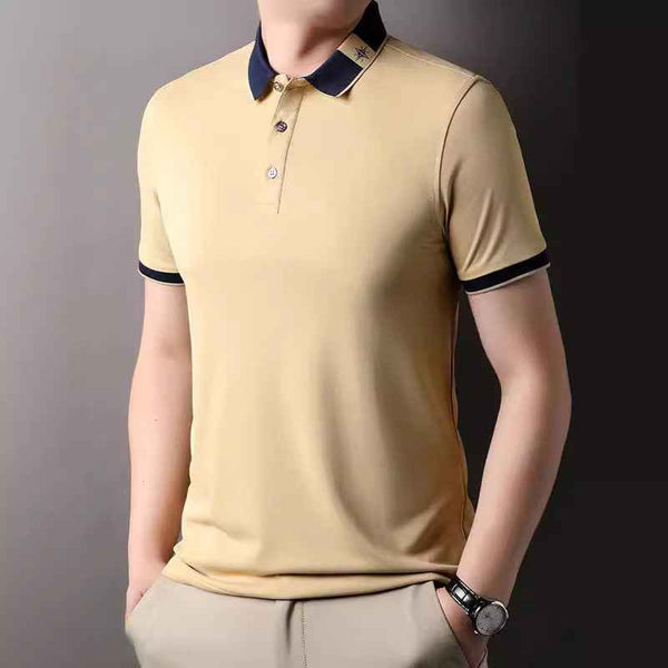 Camiseta de verano para hombre: camiseta corta de manga abotonada y transpirable para el verano