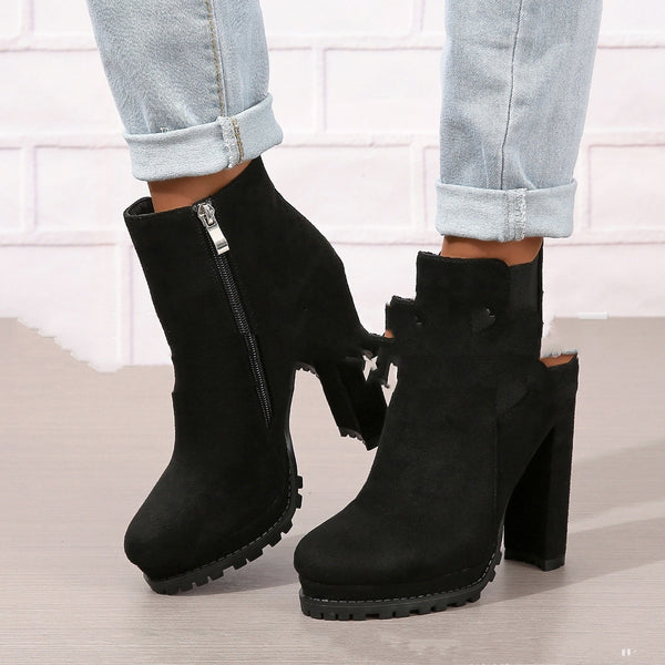 Botas de tacón alto grande mujer de cuero en comercio exterior europeo y americano - The Noble Style