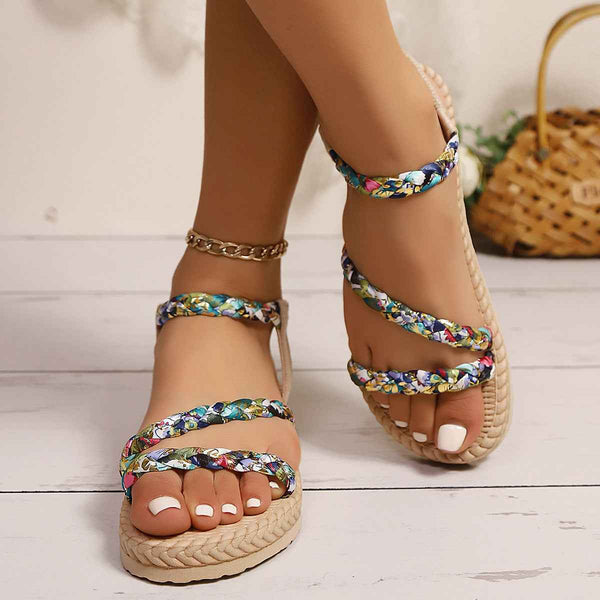 Sandalias planas de mujer talla grande con tiras delgadas de moda