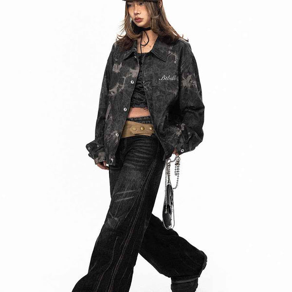 Abrigo de mezclilla bordado mujer - Retro y único, estilo distintivo.