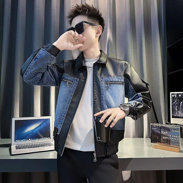 Abrigo de cuero PU calidad y abrigo de mezclilla cruzada de alta calidad - The Noble Style