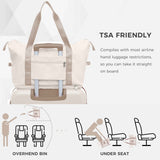 Juego de maletas con puerto USB, Set de 4 piezas de maletas expandibles ABS duraderas con bolso de viaje y soporte para taza, ruedas giratorias, color beige.