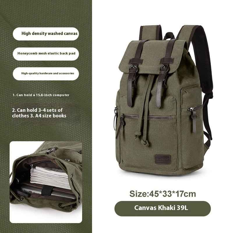 Mochila de lona retro para hombres pequeña