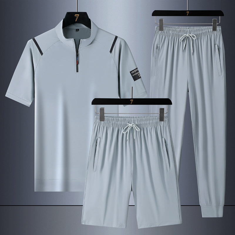 Casual Ice Silk Quick-drying Three-piece Suit For Men