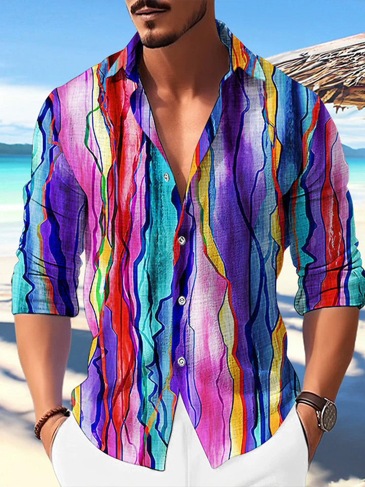 Camisa de lino de bambú a juego para hombre con estampado - The Noble Style
