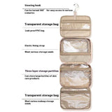 Bolsa de aseo portátil de viaje colgante con gancho de almacenamiento