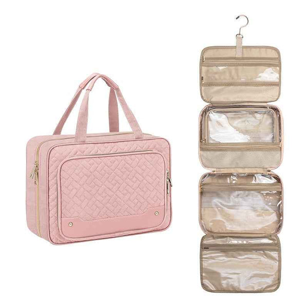 Bolsa de aseo portátil de viaje colgante con gancho de almacenamiento