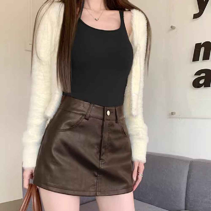 Falda corta de mujer alta para moda de otoño e invierno