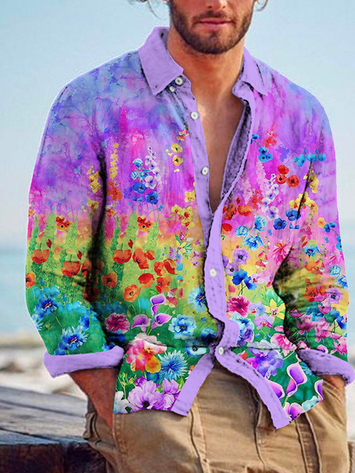Camisa de lino de bambú a juego para hombre con estampado - The Noble Style