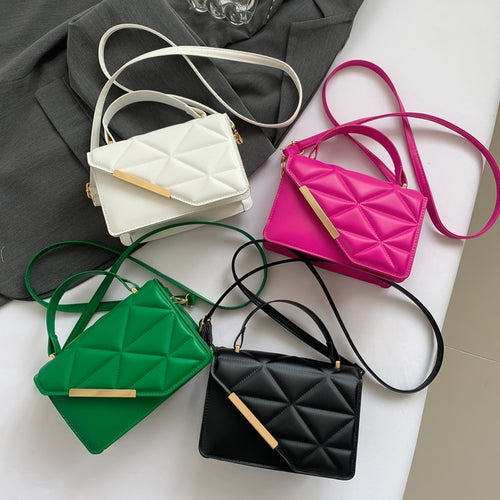 Bolso de un hombro moda simple en color sólido con diseño de diamantes - The Noble Style