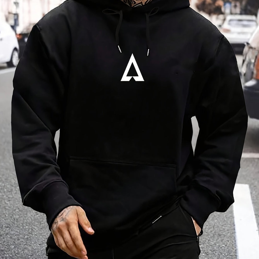 Sudadera con capucha geométrica para hombre con bolsa - Estilo casual - The Noble Style