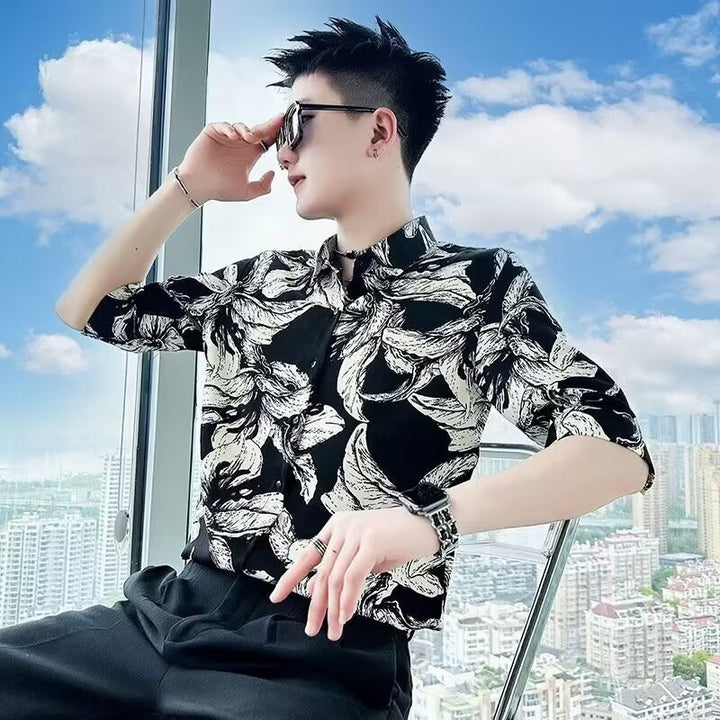 Camisa impresa de verano para hombre, de alta calidad, de manga corta, estilo Ins Ruoshuai - The Noble Style