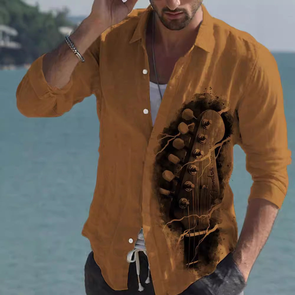 Camisa de lino de bambú a juego para hombre con estampado - The Noble Style