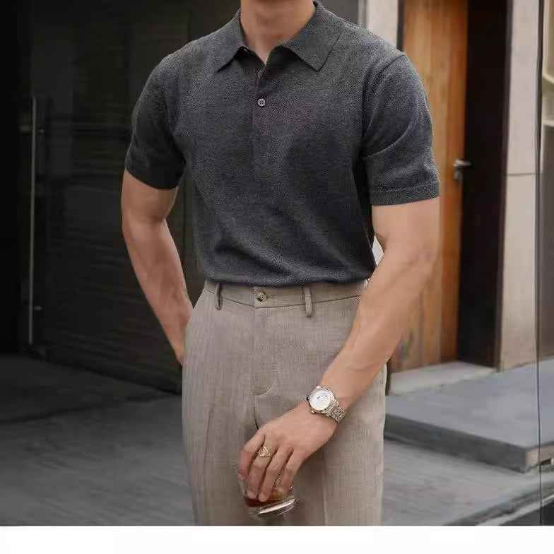 Camiseta polo hombre básica de color sólido para negocios y casual elegante