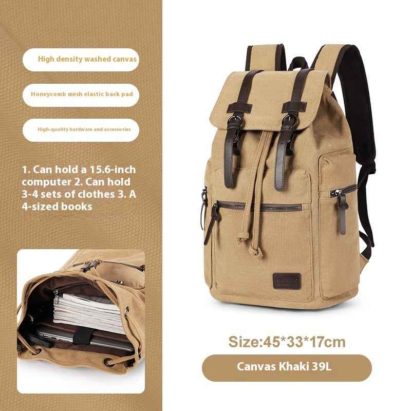 Mochila de lona retro para hombres pequeña