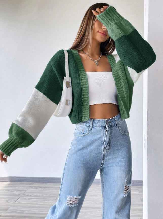 Cárdigan largo colorblock Flirla con mangas largas y estilo drop shoulder