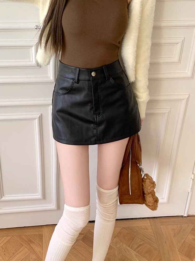 Falda corta de mujer alta para moda de otoño e invierno