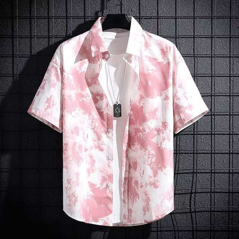 Camisa de seda helada para hombre, ligera y breathable con estampado veraniego de alta gama - The Noble Style