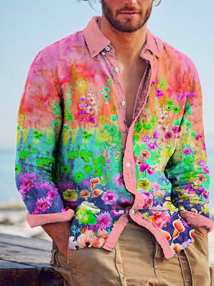 Camisa de lino de bambú a juego para hombre con estampado - The Noble Style