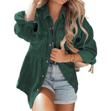 Chaqueta de pana para mujer con pliegues y un solo botón