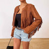 Chaqueta retro con flecos mujer ideal para vacaciones casuales
