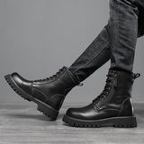 Botas de trabajo altas estilo británico con suela gruesa y forro de felpa - The Noble Style