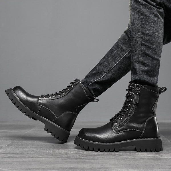 Botas de trabajo altas estilo británico con suela gruesa y forro de felpa - The Noble Style
