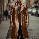 Abrigo largo de cuero para hombre, chaqueta de piel doble faz - The Noble Style