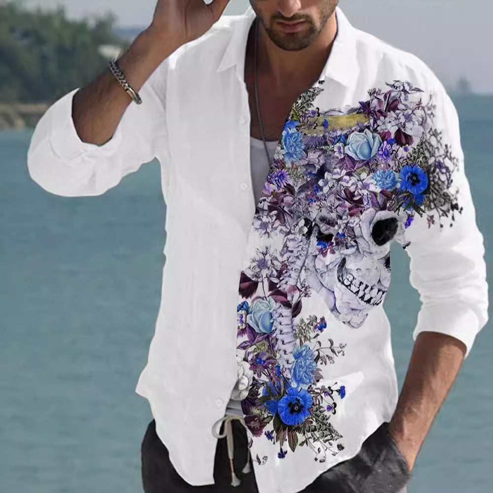 Camisa de lino de bambú a juego para hombre con estampado - The Noble Style