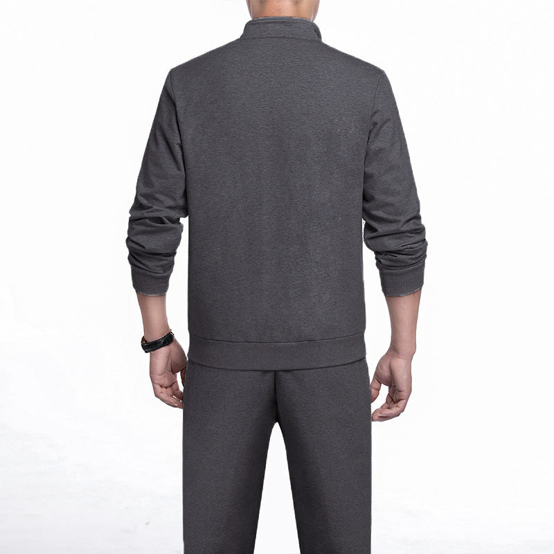 Conjunto deportivo de tallas grandes para primavera y otoño, cardigan con cuello alzado, conjunto de 2 piezas. - The Noble Style
