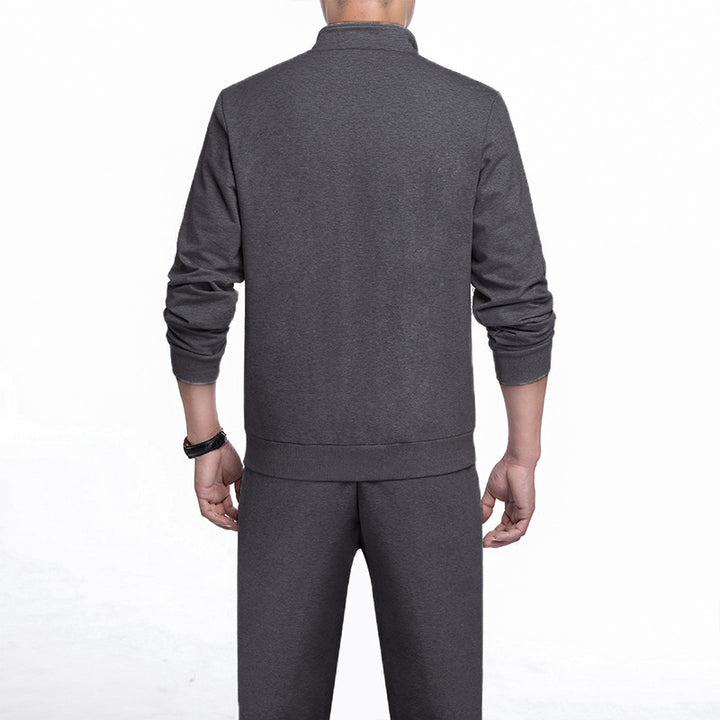 Conjunto deportivo de tallas grandes para primavera y otoño, cardigan con cuello alzado, conjunto de 2 piezas. - The Noble Style