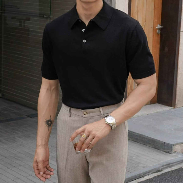 Camiseta polo hombre básica de color sólido para negocios y casual elegante