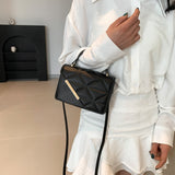 Bolso de un hombro moda simple en color sólido con diseño de diamantes - The Noble Style