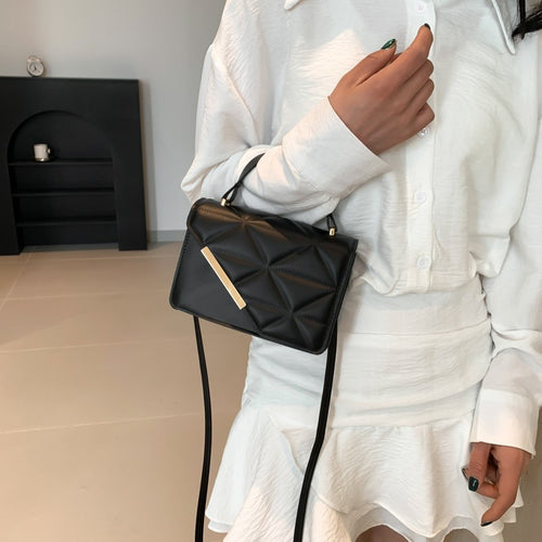 Bolso de un hombro moda simple en color sólido con diseño de diamantes - The Noble Style