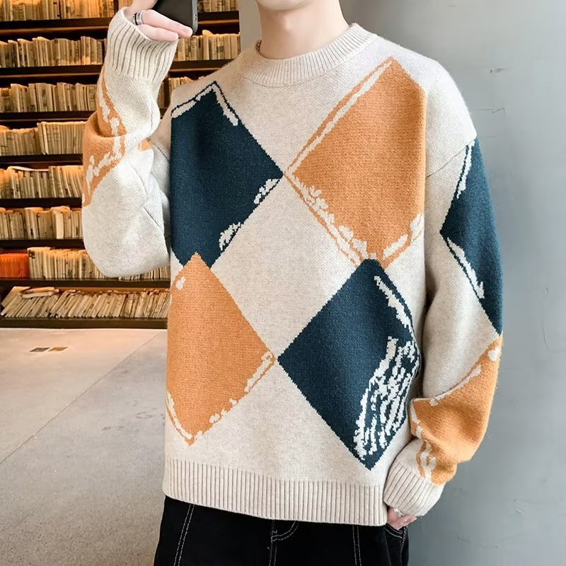 Suéter grueso de hombre casual de otoño e invierno con cuello redondo y estilo trendy - The Noble Style